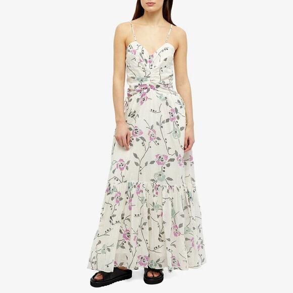 NWT Isabel Marant Etoile Giana Floral Maxi Dress Size 38 US 6 Ecru #1E502 - Picture 3 of 15